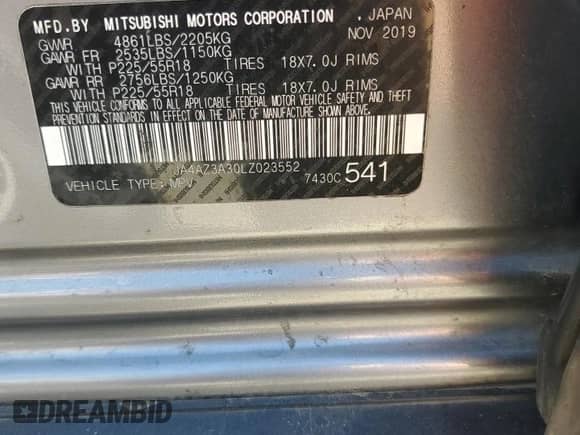 2020 Mitsubishi Outlander ES z VIN JA4AZ3A30LZ023552, wystawiony jako Copart lot #89810765 z przebiegiem 157 059 mil mil oraz Czysty tytuł • Clean title. Historia ofert i sprzedaży dostępna na DreamBid. Obrazek 12.