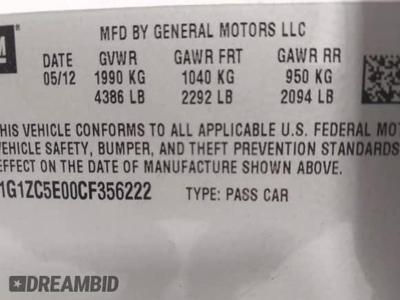 2012 Chevrolet Malibu 1LT с VIN 1G1ZC5E00CF356222, выставлен на аукционе IAAI как лот 42582753 с пробегом 127 333 миль миль и . История ставок и продаж доступна на DreamBid. Изображение 9.