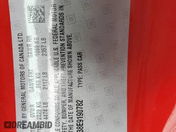 2014 Chevrolet Camaro LS с VIN 2G1FA1E38E9190782, выставлен на аукционе Copart как лот 68619965 с пробегом 132 915 миль миль и Списание • Salvage title. История ставок и продаж доступна на DreamBid. Изображение 12.