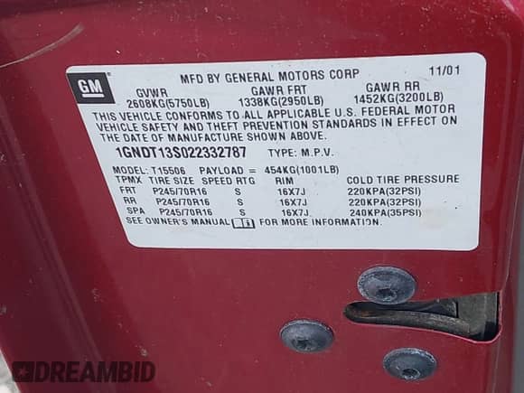 2002 Chevrolet TrailBlazer LS z VIN 1GNDT13S022332787, wystawiony jako IAAI lot #42739318 z przebiegiem 155 190 mil mil oraz . Historia ofert i sprzedaży dostępna na DreamBid. Obrazek 9.