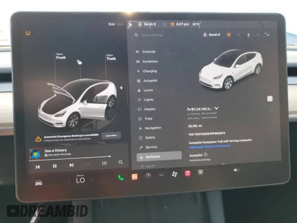 2023 Tesla Model Y Long Range with VIN 7SAYGAEE4PF863973, listed as a Copart auction lot 67838404 with 25,165 mi miles and Salvage title. Bid and sale history available at DreamBid. Image 9.