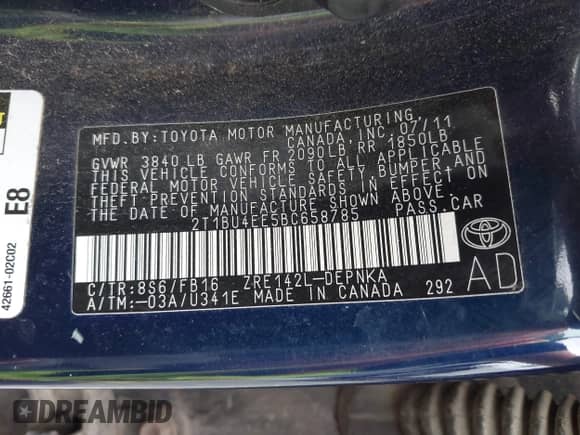 2011 Toyota Corolla S с VIN 2T1BU4EE5BC658785, выставлен на аукционе IAAI как лот 43309239 с пробегом 220 800 миль миль и . История ставок и продаж доступна на DreamBid. Изображение 9.