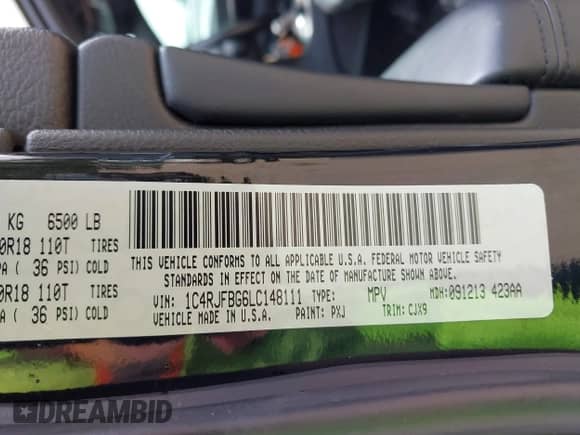 2020 Jeep Grand Cherokee Limited z VIN 1C4RJFBG6LC148111, wystawiony jako IAAI lot #42908831 z przebiegiem 93 257 mil mil oraz . Historia ofert i sprzedaży dostępna na DreamBid. Obrazek 9.