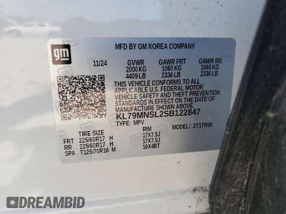 2025 Chevrolet TrailBlazer LS z VIN KL79MNSL2SB122847, wystawiony jako Copart lot #69067975 z przebiegiem 4 036 mil mil oraz Szkoda całkowita • Salvage title. Historia ofert i sprzedaży dostępna na DreamBid. Obrazek 13.