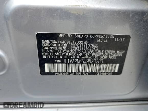 2018 Subaru WRX STI with VIN JF1VA2N65J9823280, listed as a Copart auction lot 68181975 with 132,557 mi miles and Salvage title. Bid and sale history available at DreamBid. Image 12.