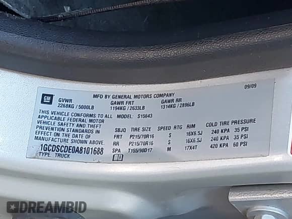 2010 Chevrolet Colorado 1LT z VIN 1GCDSCDE0A8101688, wystawiony jako IAAI lot #41631414 z przebiegiem 220 308 mil mil oraz . Historia ofert i sprzedaży dostępna na DreamBid. Obrazek 9.