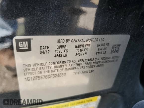 2012 Chevrolet Malibu 3LT z VIN 1G1ZF5E76CF324850, wystawiony jako Copart lot #68413615 z przebiegiem 178 166 mil mil oraz Szkoda całkowita • Salvage title. Historia ofert i sprzedaży dostępna na DreamBid. Obrazek 13.