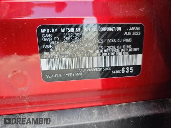 2024 Mitsubishi Outlander SE с VIN JA4J4VA89RZ015044, выставлен на аукционе Copart как лот 82344035 с пробегом 16 208 миль миль и Списание • Salvage title. История ставок и продаж доступна на DreamBid. Изображение 13.