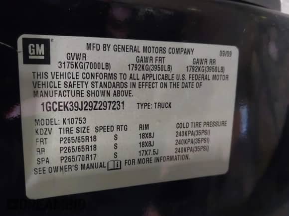 2009 Chevrolet Silverado 1500 LTZ with VIN 1GCEK39J29Z297231, listed as a IAAI auction lot 43394546 with 211,593 mi miles and . Bid and sale history available at DreamBid. Image 9.