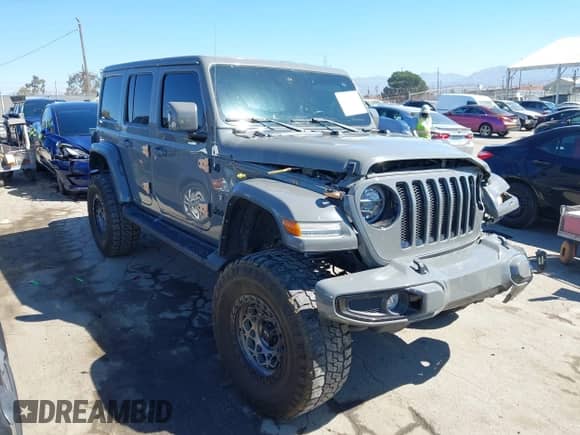 2022 Jeep Wrangler Unlimited Sahara with VIN 1C4HJXEN7NW118631, listed as a IAAI auction lot 43162128 with 31,235 mi miles and . Bid and sale history available at DreamBid. Image 1.
