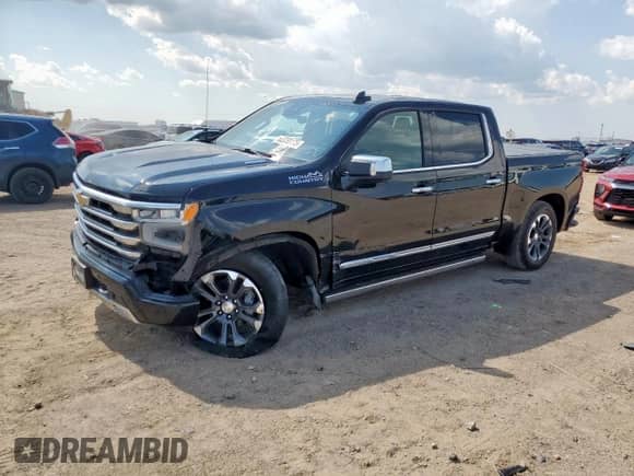2023 Chevrolet Silverado 1500 High Country with VIN 1GCUDJE81PZ264988, listed as a Copart auction lot 63338175 with 50,477 mi miles and Salvage title. Bid and sale history available at DreamBid. Image 1.