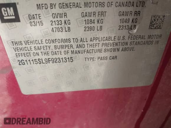 2015 Chevrolet Impala LT с VIN 2G1115SL9F9231315, выставлен на аукционе IAAI как лот 43459423 с пробегом 214 629 миль миль и . История ставок и продаж доступна на DreamBid. Изображение 9.