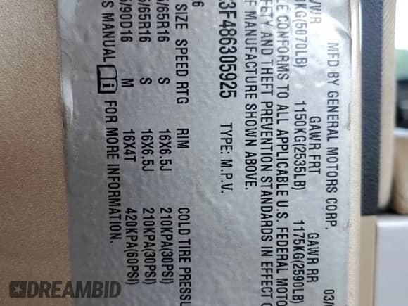 2008 Chevrolet Equinox LS z VIN 2CNDL23F486305925, wystawiony jako Copart lot #66680054 z przebiegiem 157 409 mil mil oraz Szkoda całkowita • Salvage title. Historia ofert i sprzedaży dostępna na DreamBid. Obrazek 16.