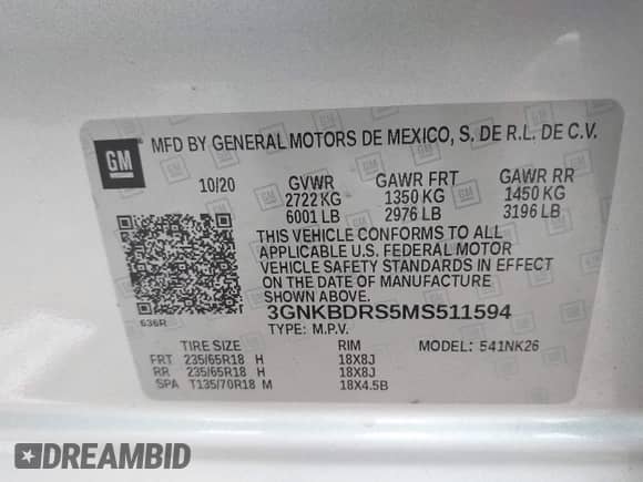 2021 Chevrolet Blazer LT с VIN 3GNKBDRS5MS511594, выставлен на аукционе IAAI как лот 41135245 с пробегом 73 304 миль миль и . История ставок и продаж доступна на DreamBid. Изображение 9.