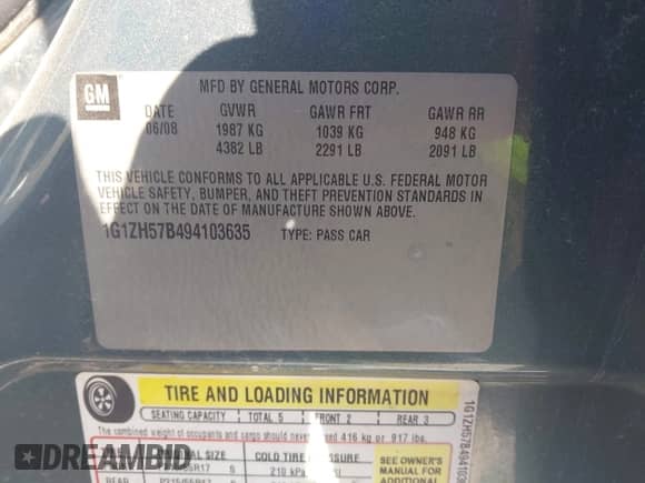 2009 Chevrolet Malibu 1LT с VIN 1G1ZH57B494103635, выставлен на аукционе IAAI как лот 43514837 с пробегом 175 922 миль миль и . История ставок и продаж доступна на DreamBid. Изображение 9.