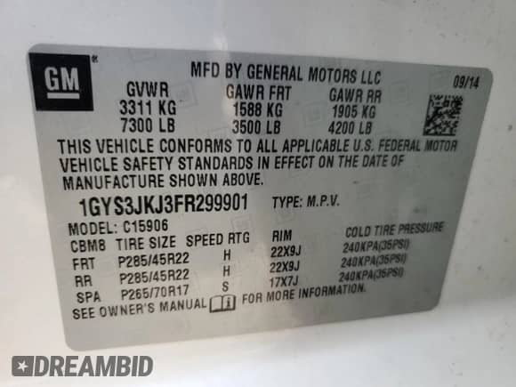 2015 Cadillac Escalade ESV Premium с VIN 1GYS3JKJ3FR299901, выставлен на аукционе Copart как лот 87069245 с пробегом 180 957 миль миль и Чистый • Clean title. История ставок и продаж доступна на DreamBid. Изображение 13.