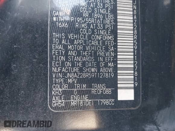 2009 Nissan Cube SL с VIN JN8AZ28R59T127819, выставлен на аукционе IAAI как лот 40032802 с пробегом 138 891 миль миль и . История ставок и продаж доступна на DreamBid. Изображение 9.