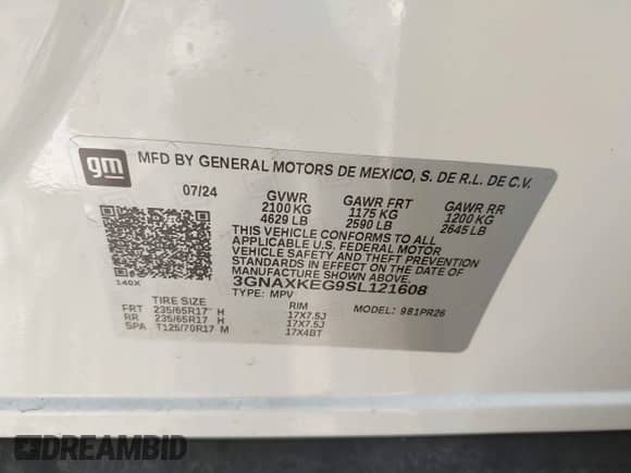2025 Chevrolet Equinox FWD ACTIV с VIN 3GNAXKEG9SL121608, выставлен на аукционе IAAI как лот 42535370 с пробегом 387 миль миль и . История ставок и продаж доступна на DreamBid. Изображение 9.