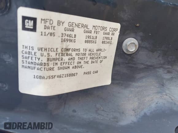2006 Saturn ION с VIN 1G8AJ55F46Z158867, выставлен на аукционе IAAI как лот 43240618 с пробегом 146 175 миль миль и . История ставок и продаж доступна на DreamBid. Изображение 9.
