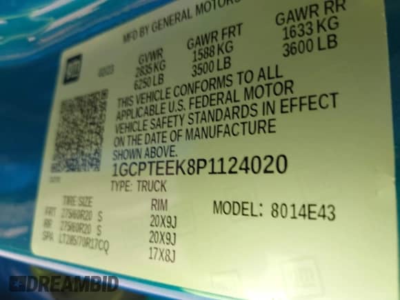 2023 Chevrolet Colorado 4WD Trail Boss z VIN 1GCPTEEK8P1124020, wystawiony jako IAAI lot #43181511 z przebiegiem 36 094 mil mil oraz . Historia ofert i sprzedaży dostępna na DreamBid. Obrazek 5.