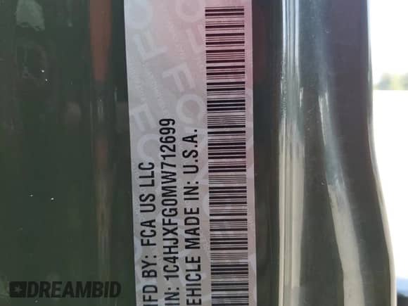 2021 Jeep Wrangler Unlimited Rubicon with VIN 1C4HJXFG0MW712699, listed as a Copart auction lot 71430755 with Not provided miles and Salvage title. Bid and sale history available at DreamBid. Image 14.
