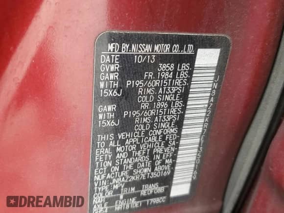 2014 Nissan Cube S с VIN JN8AZ2KR7ET350169, выставлен на аукционе Copart как лот 81692575 с пробегом 170 484 миль миль и Списание • Salvage title. История ставок и продаж доступна на DreamBid. Изображение 12.