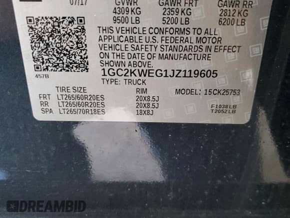 2018 Chevrolet Silverado 2500HD LTZ z VIN 1GC2KWEG1JZ119605, wystawiony jako Copart lot #80514185 z przebiegiem 90 951 mil mil oraz Szkoda całkowita • Salvage title. Historia ofert i sprzedaży dostępna na DreamBid. Obrazek 12.