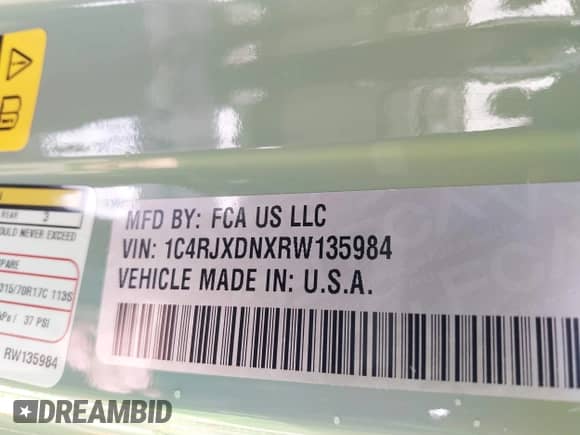 2024 Jeep Wrangler Willys with VIN 1C4RJXDNXRW135984, listed as a IAAI auction lot 40789537 with 6,609 mi miles and . Bid and sale history available at DreamBid. Image 9.