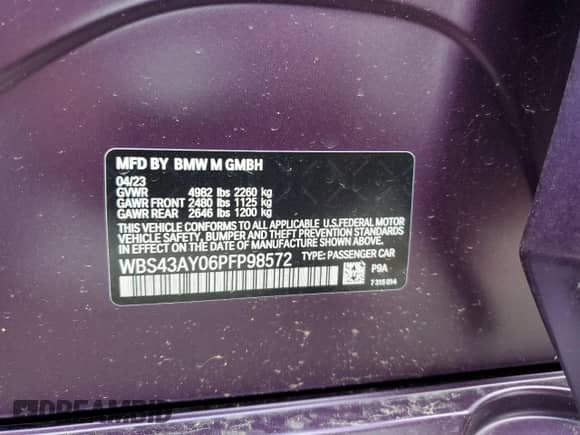 2023 BMW M3 Competition xDrive z VIN WBS43AY06PFP98572, wystawiony jako Copart lot #62995195 z przebiegiem Nie podano mil oraz Szkoda całkowita • Salvage title. Historia ofert i sprzedaży dostępna na DreamBid. Obrazek 12.