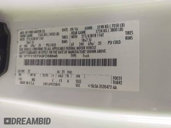 2016 Ford F-150 XLT с VIN 1FTFX1EF0GFD58845, выставлен на аукционе IAAI как лот 43317865 с пробегом 188 133 миль миль и . История ставок и продаж доступна на DreamBid. Изображение 9.