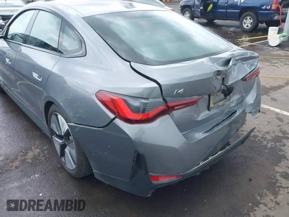 2023 BMW i4 eDrive35 with VIN WBY43AW04PFP57379, listed as a IAAI auction lot 42235595 with 12,934 mi miles and . Bid and sale history available at DreamBid. Image 19.