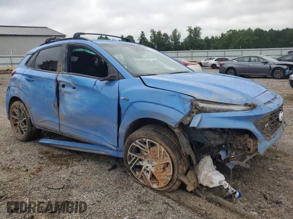 2022 Hyundai Kona N Line with VIN KM8K33A35NU927890, listed as a Copart auction lot 65030895 with 37,040 mi miles and Salvage title. Bid and sale history available at DreamBid. Image 4.