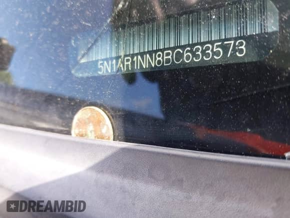 2011 Nissan Pathfinder S with VIN 5N1AR1NN8BC633573, listed as a IAAI auction lot 42964508 with 154,314 mi miles and . Bid and sale history available at DreamBid. Image 9.