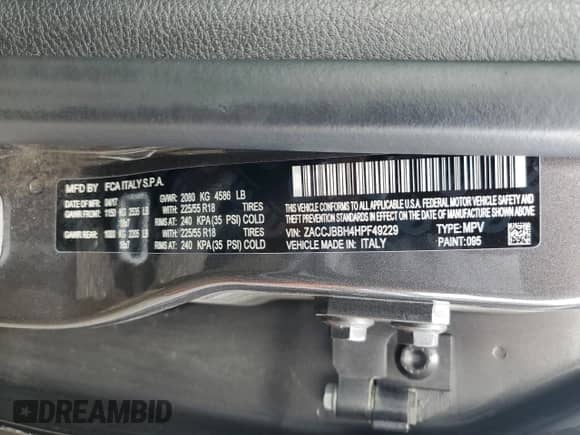 2017 Jeep Renegade Altitude with VIN ZACCJBBH4HPF49229, listed as a Copart auction lot 67680535 with 73,556 mi miles and Salvage title. Bid and sale history available at DreamBid. Image 12.