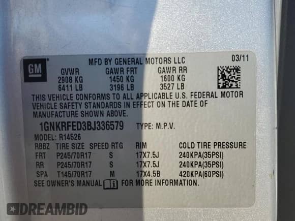 2011 Chevrolet Traverse LS с VIN 1GNKRFED3BJ336579, выставлен на аукционе Copart как лот 81203295 с пробегом 169 914 миль миль и Списание • Salvage title. История ставок и продаж доступна на DreamBid. Изображение 14.