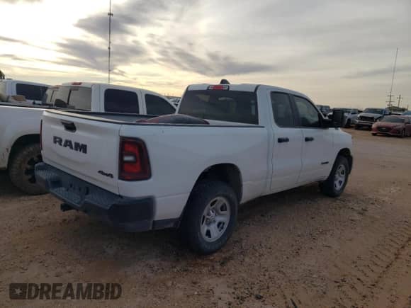 2025 Ram 1500 Tradesman with VIN 1C6RRFCG0SN607862, listed as a Copart auction lot 46124685 with 19,159 mi miles and Salvage title. Bid and sale history available at DreamBid. Image 3.