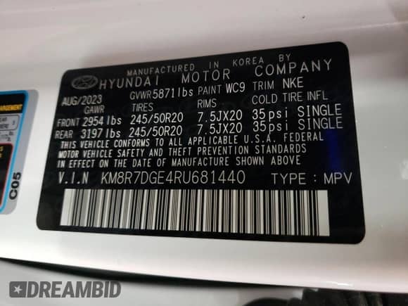 2024 Hyundai Palisade Calligraphy с VIN KM8R7DGE4RU681440, выставлен на аукционе Copart как лот 66773114 с пробегом 12 106 миль миль и Списание • Salvage title. История ставок и продаж доступна на DreamBid. Изображение 13.