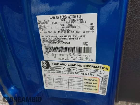 2010 Ford F-150 XL z VIN 1FTEW1E81AFC96122, wystawiony jako IAAI lot #43256912 z przebiegiem 100 585 mil mil oraz . Historia ofert i sprzedaży dostępna na DreamBid. Obrazek 9.