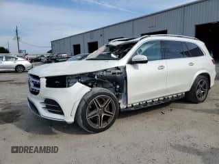 2021 Mercedes-Benz GLS 580 with VIN 4JGFF8GE1MA428597, listed as a Copart auction lot 80865405 with 22,905 mi miles and Salvage title. Bid and sale history available at DreamBid. Image 1.