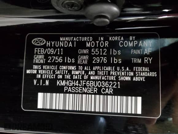 2011 Hyundai Equus Ultimate with VIN KMHGH4JF6BU036221, listed as a Copart auction lot 65474785 with 78,926 mi miles and Salvage title. Bid and sale history available at DreamBid. Image 13.