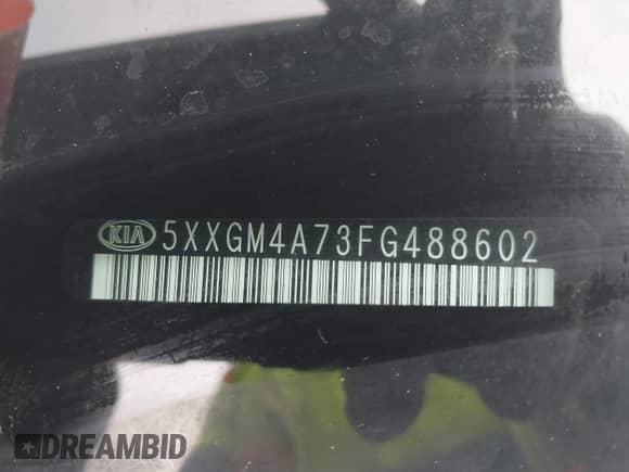 2015 Kia Optima LX with VIN 5XXGM4A73FG488602, listed as a IAAI auction lot 43008817 with 87,198 mi miles and . Bid and sale history available at DreamBid. Image 9.