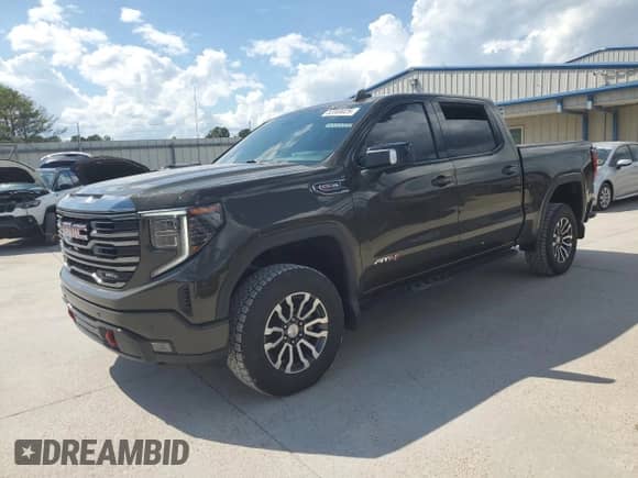 2023 GMC Sierra 1500 AT4 with VIN 1GTUUEEL0PZ315022, listed as a Copart auction lot 82069025 with 59,241 mi miles and Salvage title. Bid and sale history available at DreamBid. Image 1.