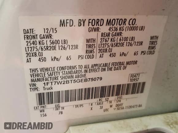 2016 Ford F-250 Lariat z VIN 1FT7W2BT5GEB75079, wystawiony jako Copart lot #84063405 z przebiegiem 220 901 mil mil oraz Szkoda całkowita • Salvage title. Historia ofert i sprzedaży dostępna na DreamBid. Obrazek 12.