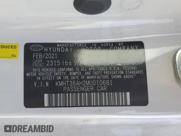 2021 Hyundai Veloster z VIN KMHT36AH2MU010681, wystawiony jako Copart lot #84213804 z przebiegiem 47 389 mil mil oraz Szkoda całkowita • Salvage title. Historia ofert i sprzedaży dostępna na DreamBid. Obrazek 13.