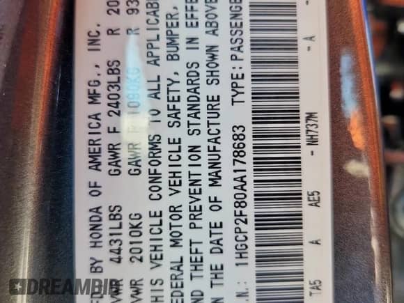 2010 Honda Accord EX-L z VIN 1HGCP2F80AA178683, wystawiony jako Copart lot #82394255 z przebiegiem 123 700 mil mil oraz Szkoda całkowita • Salvage title. Historia ofert i sprzedaży dostępna na DreamBid. Obrazek 12.