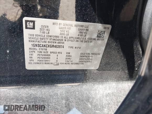 2016 Chevrolet Tahoe LS z VIN 1GNSCAKCXGR482874, wystawiony jako IAAI lot #42016639 z przebiegiem 110 744 mil mil oraz . Historia ofert i sprzedaży dostępna na DreamBid. Obrazek 9.