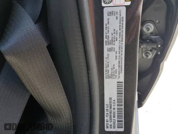 2022 Ram 1500 Big Horn with VIN 1C6RRFMG1NN478128, listed as a Copart auction lot 48363575 with 50,885 mi miles and Salvage title. Bid and sale history available at DreamBid. Image 15.