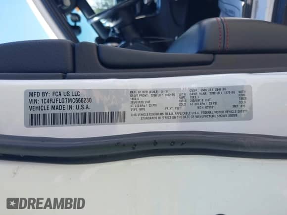 2021 Jeep Grand Cherokee Trailhawk с VIN 1C4RJFLG7MC666230, выставлен на аукционе IAAI как лот 42634337 с пробегом 99 321 миль миль и . История ставок и продаж доступна на DreamBid. Изображение 9.