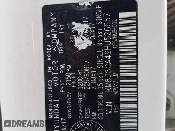 2017 Hyundai Tucson SE с VIN KM8J3CA49HU526657, выставлен на аукционе Copart как лот 70343485 с пробегом 83 801 миль миль и Списание • Salvage title. История ставок и продаж доступна на DreamBid. Изображение 13.