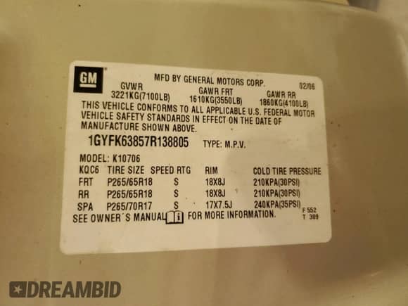 2007 Cadillac Escalade with VIN 1GYFK63857R138805, listed as a Copart auction lot 81889925 with 215,065 mi miles and Clean title. Bid and sale history available at DreamBid. Image 13.